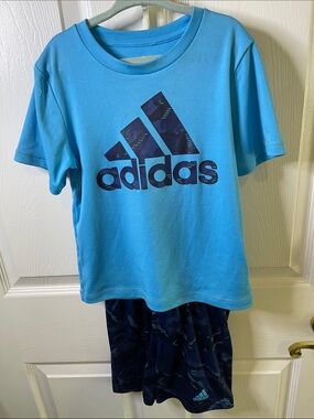 Adidas Bright Blue Tee with Navy Logo